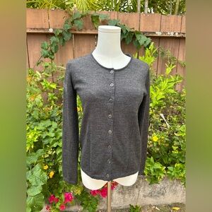 Vintage DKNY 100% Wool Cardigan Dark Grey Size P